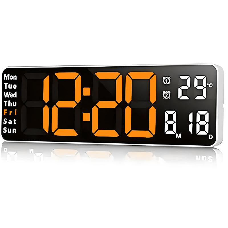 【Tiktok Top Seller】Led Digital Wall Clock Decorative, 10" - Digital Alarm Clocks for Bedrooms, Digital Clock Large Display with Temperature/Countdown/Auto Dimmer/Snooze - 12/24H, Modern Wall Clock Digital Light Set Blue(White Shell)