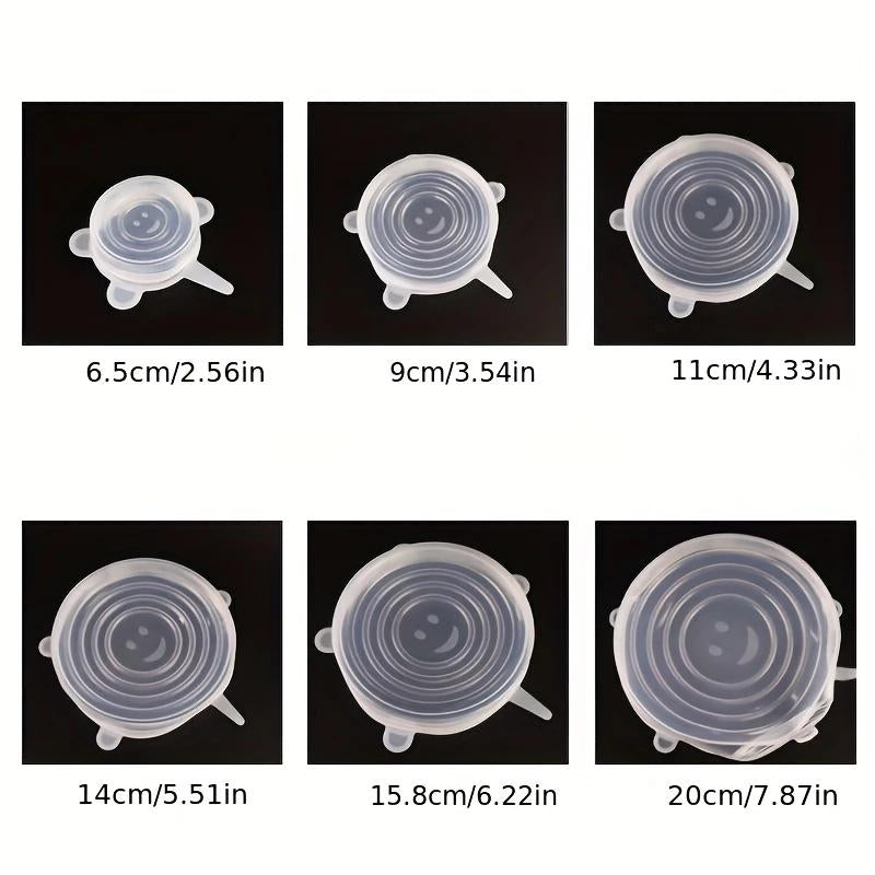 6Pcs of Flexible Sealed Silicone Bowl Covers, Elastic Food Storage Covers, Reusable, Dishwasher and Microwave Safe, Kitchen Organizing and Matching
