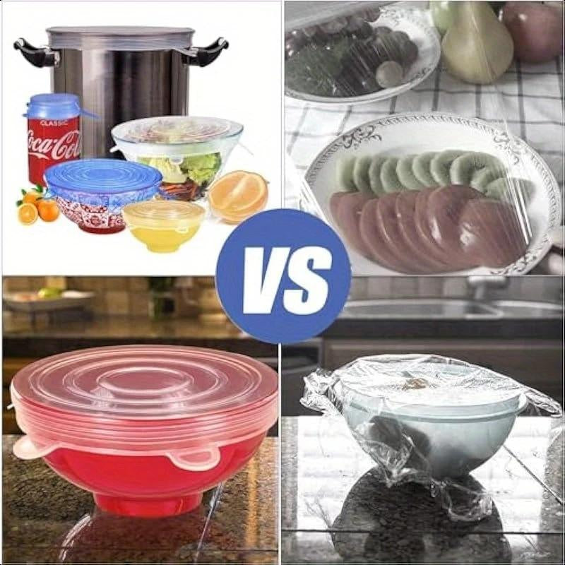 6Pcs of Flexible Sealed Silicone Bowl Covers, Elastic Food Storage Covers, Reusable, Dishwasher and Microwave Safe, Kitchen Organizing and Matching