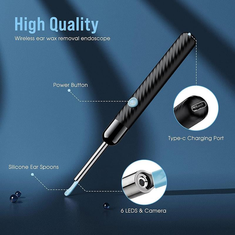 Ear Wax Removal Tool with Camera, 1 Set Portable Type-C Rechargeable Ear Cleaner, Waterproof Endoscope Ear Cleaning Tool, Electronic Ear Cleaners with Cameras, Ear Wax Removal Tool, Ear Waxing Cleaning