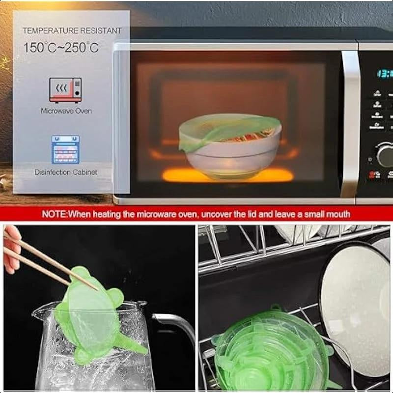 6Pcs of Flexible Sealed Silicone Bowl Covers, Elastic Food Storage Covers, Reusable, Dishwasher and Microwave Safe, Kitchen Organizing and Matching