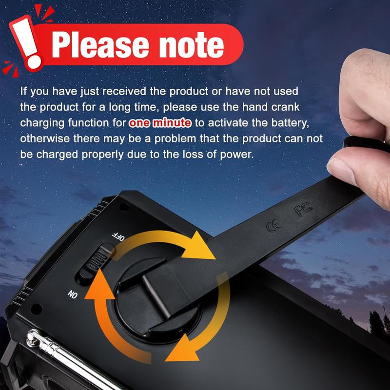 3 in 1 Charging Cable Hand Crank Emergency Radio,Noaa Weather Radio 7400Mwh,Portable Solar Power ,AM/FM for Winter Storm Hurricane Survival Gear Chargeable Orange so Alarm Crank Radio