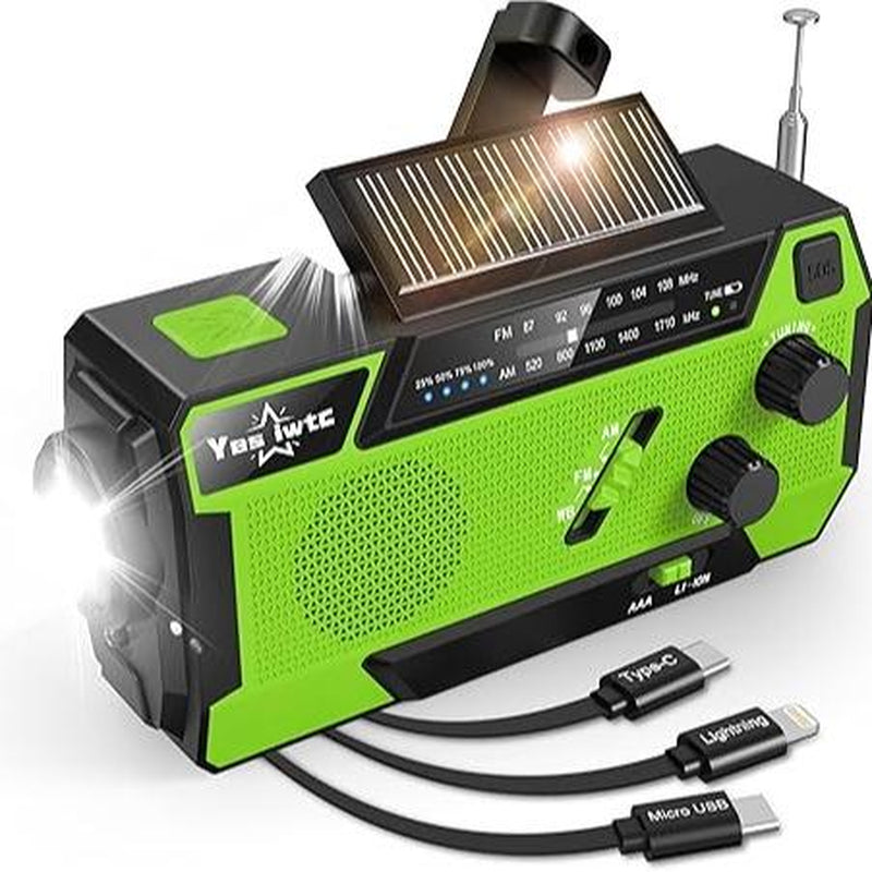 3 in 1 Charging Cable Hand Crank Emergency Radio,Noaa Weather Radio 7400Mwh,Portable Solar Power ,AM/FM for Winter Storm Hurricane Survival Gear Chargeable Orange so Alarm Crank Radio