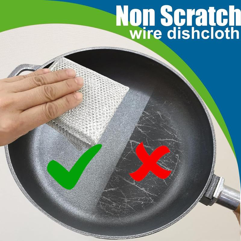 24 Counts Dishwashing Rags for Wet and Dry Multipurpose Stainless Steel Scrubber, Non-Scratch Heavy-Duty Dish Cleaning Cloth, Reusable Metallic Fiber Scrubber for Kitchen, Dishwasher Safe, Multi-Use Cleaning Rags