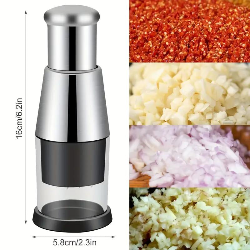 Kitchen Press Type Vegetable Slicer, 1 Stainless Steel Garlic Crusher, Portable Garlic Press and Kitchen Small Tools, Garlic Crusher Cooking Utensils