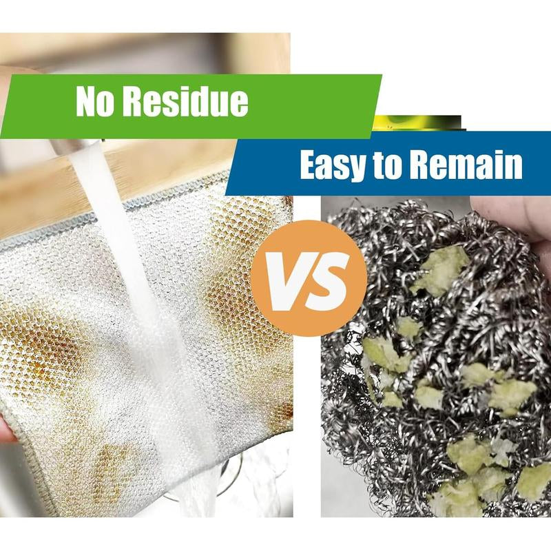 24 Counts Dishwashing Rags for Wet and Dry Multipurpose Stainless Steel Scrubber, Non-Scratch Heavy-Duty Dish Cleaning Cloth, Reusable Metallic Fiber Scrubber for Kitchen, Dishwasher Safe, Multi-Use Cleaning Rags
