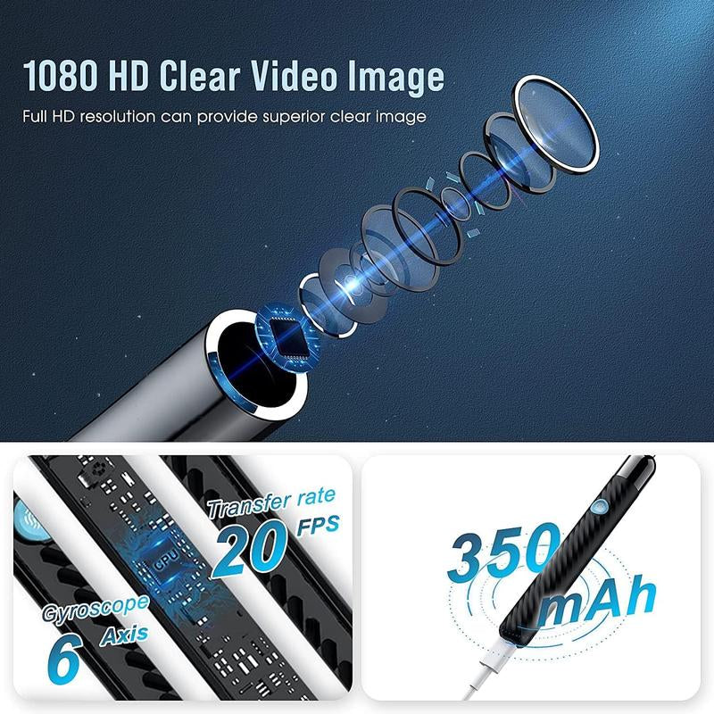 Ear Wax Removal Tool with Camera, 1 Set Portable Type-C Rechargeable Ear Cleaner, Waterproof Endoscope Ear Cleaning Tool, Electronic Ear Cleaners with Cameras, Ear Wax Removal Tool, Ear Waxing Cleaning