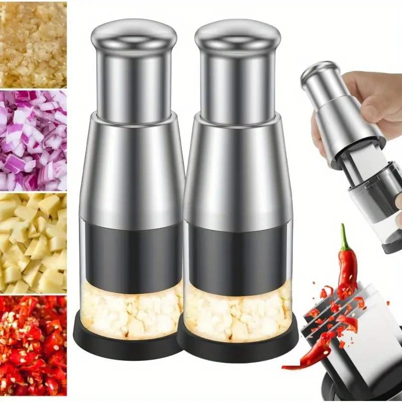 Kitchen Press Type Vegetable Slicer, 1 Stainless Steel Garlic Crusher, Portable Garlic Press and Kitchen Small Tools, Garlic Crusher Cooking Utensils