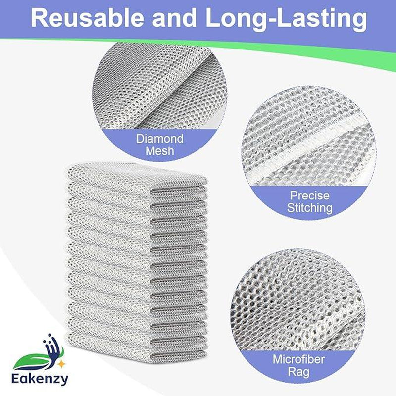 24 Counts Dishwashing Rags for Wet and Dry Multipurpose Stainless Steel Scrubber, Non-Scratch Heavy-Duty Dish Cleaning Cloth, Reusable Metallic Fiber Scrubber for Kitchen, Dishwasher Safe, Multi-Use Cleaning Rags