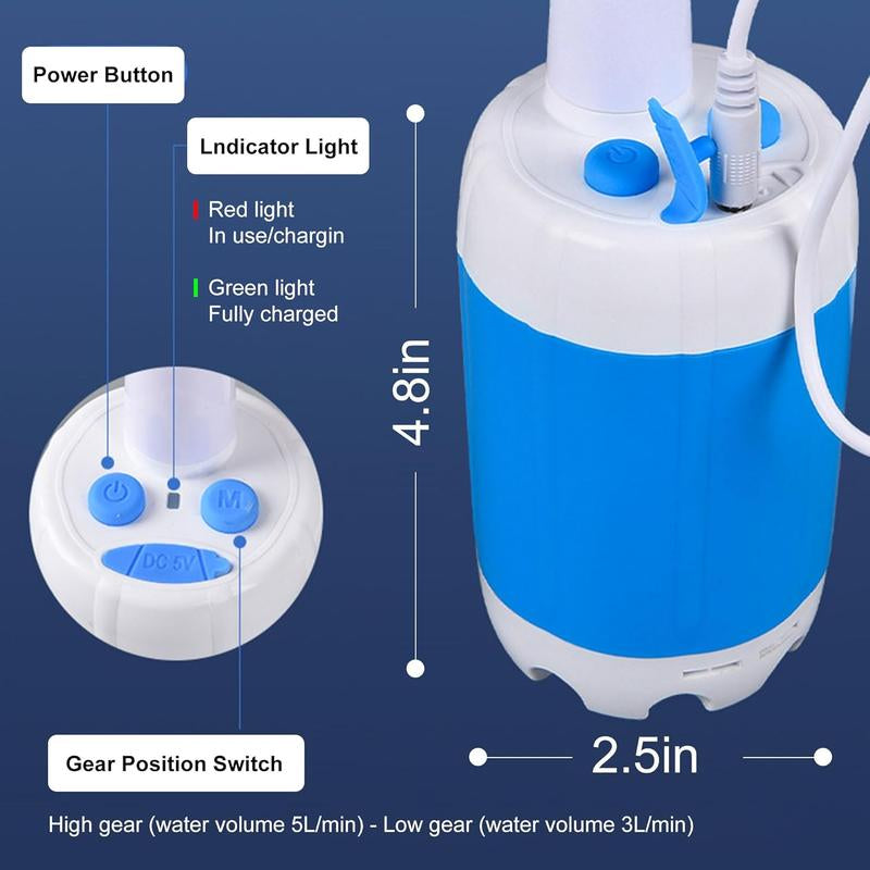 Portable Camping Shower Outdoor Camp Shower Pump,Usb Rechargeable Electric Shower Pump Multiple 3 Spray Modes for Camping, Hiking, Traveling,Rv