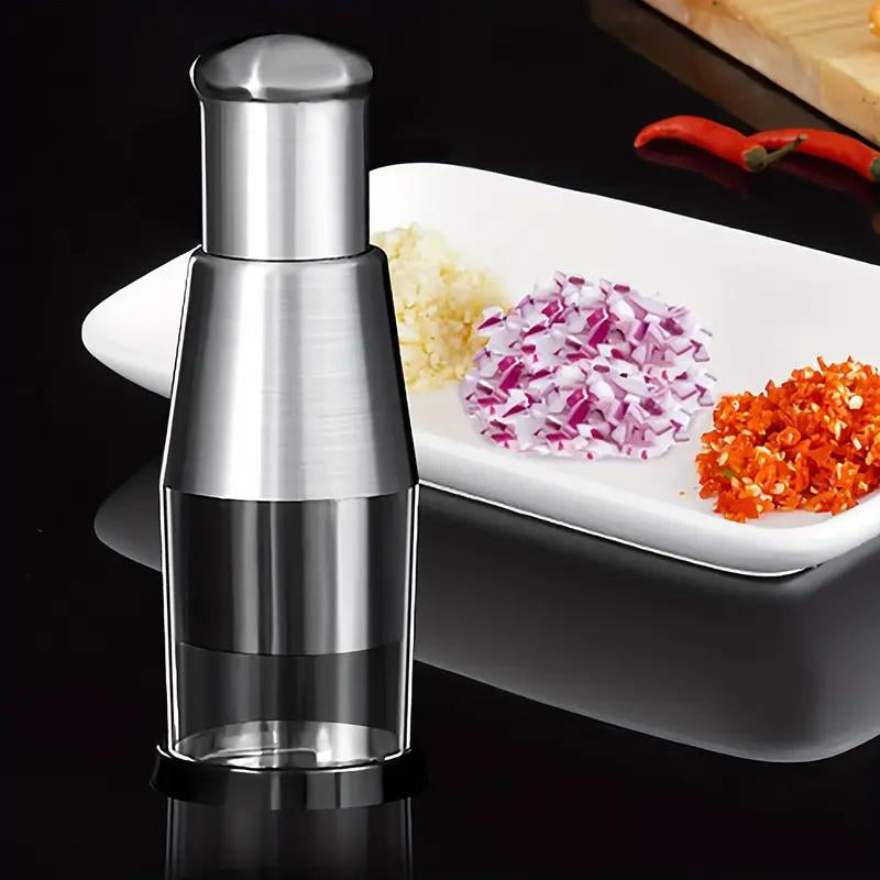 Kitchen Press Type Vegetable Slicer, 1 Stainless Steel Garlic Crusher, Portable Garlic Press and Kitchen Small Tools, Garlic Crusher Cooking Utensils
