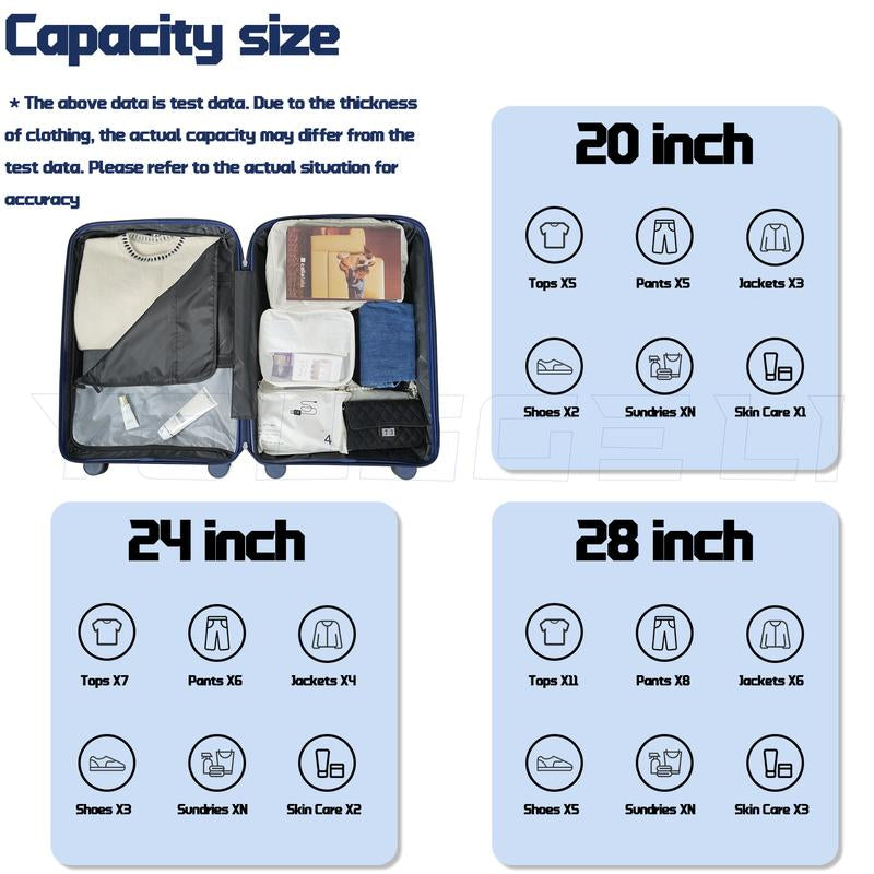 YOUGGELI Luggage Set Durable PP 3-Piece Luggage Set (20/24/28 Inches) with TSA Front-Opening Suitcase Set Double-Layer Explosion-Proof Zipper with Universal Wheels (Ideal for Family Sets)Various Sets and Colors Available Traveling Bag Luggage Sets